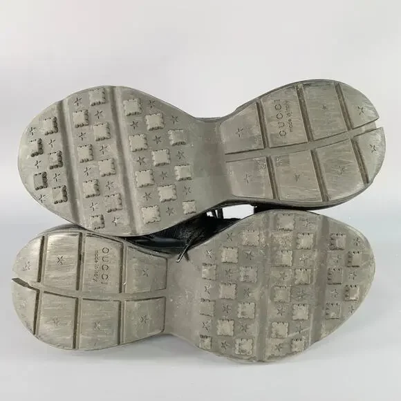 GUCCI Size 10.5 Guccissima Black Grey Monogram Sneakers